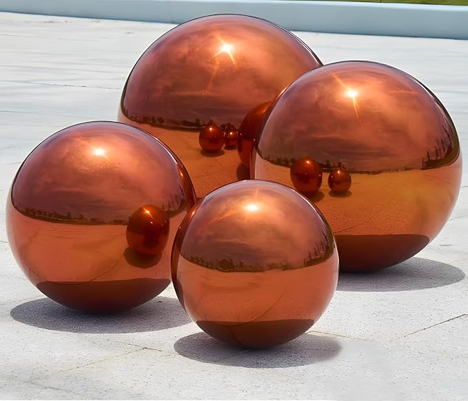 Stainless Steel Gazing Globe Mirror Ball, Decorative Gazing Balls for Garden, Reflective Smooth Garden Ball Sphere for Outdoor Yard Decoration (Orange, Dia: 6 inch)