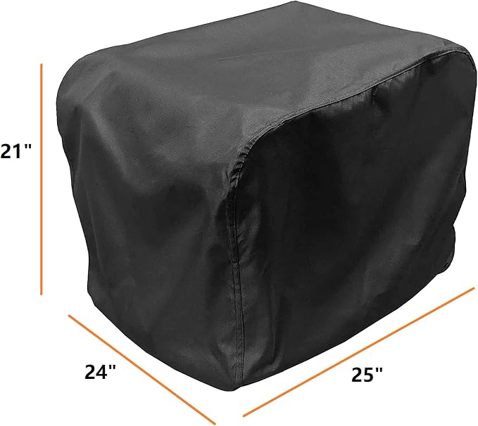 Generator Cover Waterproof, Heavy Duty Thicken 600D Polyester with Elastic Drawstring, Weather/UV Resistant Generator Cover for Universal Portable Generators 3000-5000 Watt (25''L x 24''W x21''H)