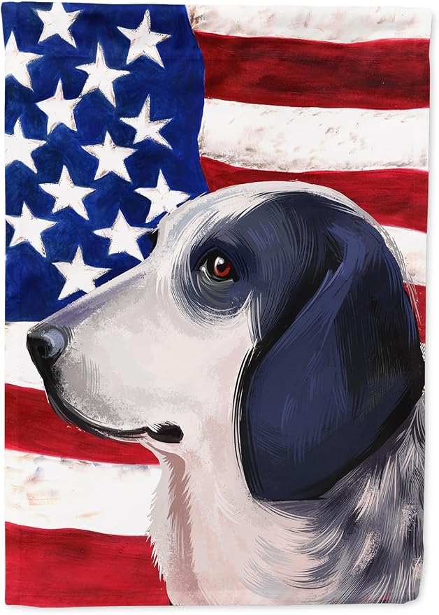 Caroline's Treasures CK6439CHF Bleu de Gascogne Dog American Flag House Flag Large Porch Sleeve Pole Decorative Outside Yard Banner Artwork Wall Hanging, Polyester, House Size, Multicolor
