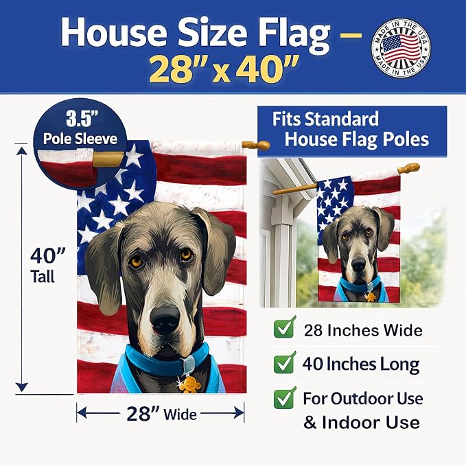 Caroline's Treasures CK6546CHF Great Dane Dog American Flag House Flag Large Porch Sleeve Pole Decorative Outside Yard Banner Artwork Wall Hanging, Polyester, House Size, Multicolor