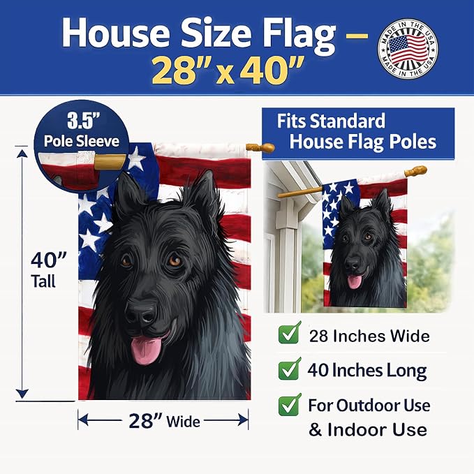 Caroline's Treasures CK6592CHF King Shepherd American Flag House Flag Large Porch Sleeve Pole Decorative Outside Yard Banner Artwork Wall Hanging, Polyester, House Size, Multicolor