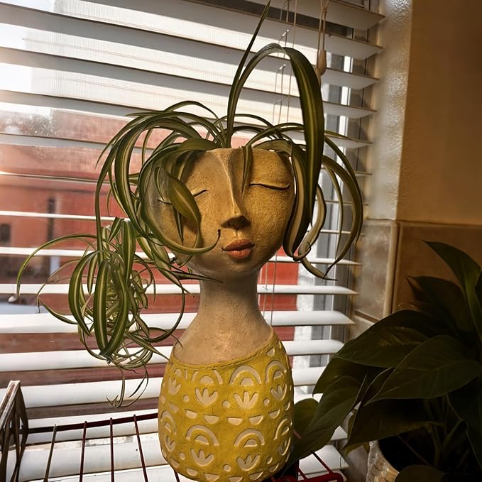 DiliComing Face Planter-Pots for Indoor Plants - 11 Inch Tall Planters for Flowers Head Planter with Drainage for Patio Yard Garden Succulent Pots Garden Decor 6 x 6 x 11 Inch