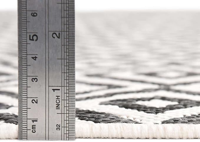 Unique Loom Outdoor Collection Area Rug - Costa Rica (7' 10" Octagon, Charcoal Gray/ Ivory)