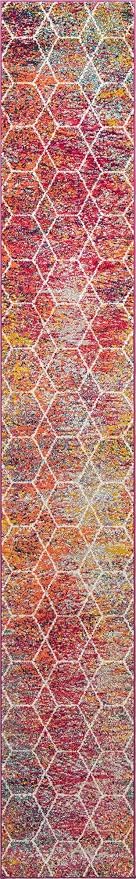 Unique Loom Trellis Frieze Collection Area Rug - Geometric (2' x 13' Runner, Multi/ Black)