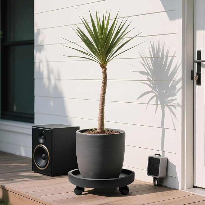 2Pack 13.98'' Plant Caddy with Wheels, Plant Stand Dolly for Heavy Planter,Wheeled Planter Saucer Tray,Rolling plant stand,Heavy-Duty Plant Caddy with Casters for Indoor and Outdoor(Black)