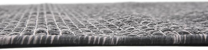 Unique Loom Collection Casual Transitional Solid Heathered Indoor/Outdoor Flatweave Area Rug (4' 1" x 6' 1" Rectangle, Black/Ivory)
