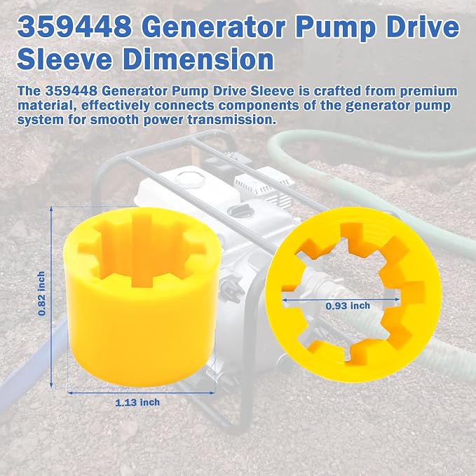 359448 Generator Pump Drive Sleeve 8 Splines Compatible with Kohler | Fits Models 4EF 4EFCD 5E 5ECD 6EF 6EFCD 7.3E 7.3ECD Seawater Pump Impeller Drive Sleeve-2Pack