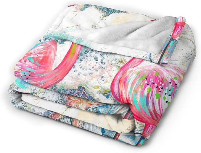 Pink Flamingo Throw Blanket Cozy Plush Flamingos Flannel Fleece Ultra Soft Blankets Lightweight Fuzzy Party Blanket Gifts for Girls Women Men Boys Bed Couch Sofa 60"x50"