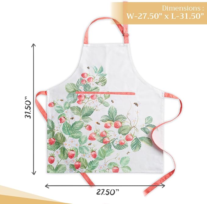 Maison d' Hermine Aprons for women with Pocket 100% Cotton (27.50"x31.50") | Adjustable Neck Strap & long ties Apron Men Chef Wedding Cooking Gardening Server Maid