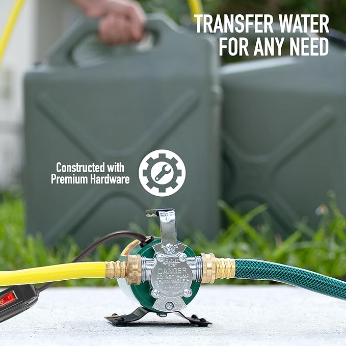 SumpMarine Water Transfer Pump, 115V 330 Gallon Per Hour - Portable Electric Utility Pump with ON/OFF Switch and 6' Water Hose Kit - Remove Water From Garden, Hot Tub, Pool, Aquariums