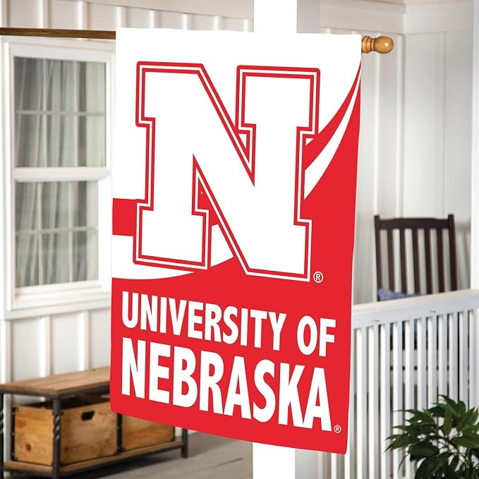 Team Sports America NCAA University of Nebraska House Flag, 28 x 44, Double Sided Garden Flags for Outside, Outdoor College Flags & Banners for Garden Patio, Indoor Wall Decor Flag for Room
