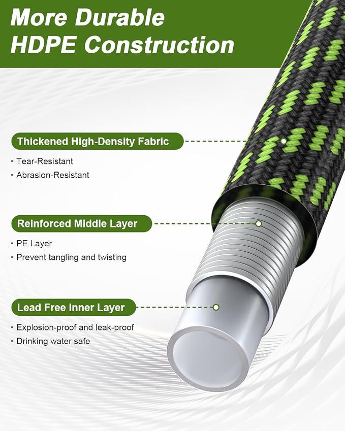 Garden Hose 100ft, Flexible Ultra Lightweight Durable, Kink-Free Water Hose with 10 Function Sprayer - Non-Shrinking, Easy to Store, All-Weather, High-Pressure