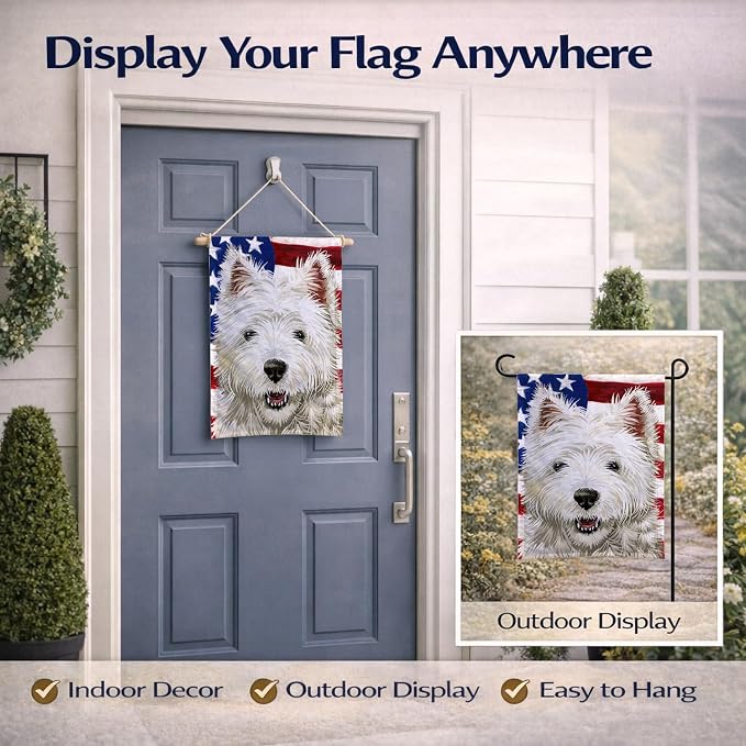 Caroline's Treasures CK6471GF Cairn Terrier Dog American Flag Garden Flag Mailbox Flag Decorative Yard Flag Banner Outside Patio Artwork Yard Flower Beds, Garden Size, Multicolor