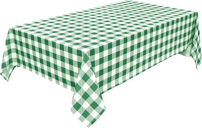 Classic Gingham Tablecloth Fabric - Oblong 58x120 Water Resistant Chequered Pattern Table Cloth for Indoor/Outdoor Use - Tabletop Cover for Birthday, Picnics, Gardens, and Parties
