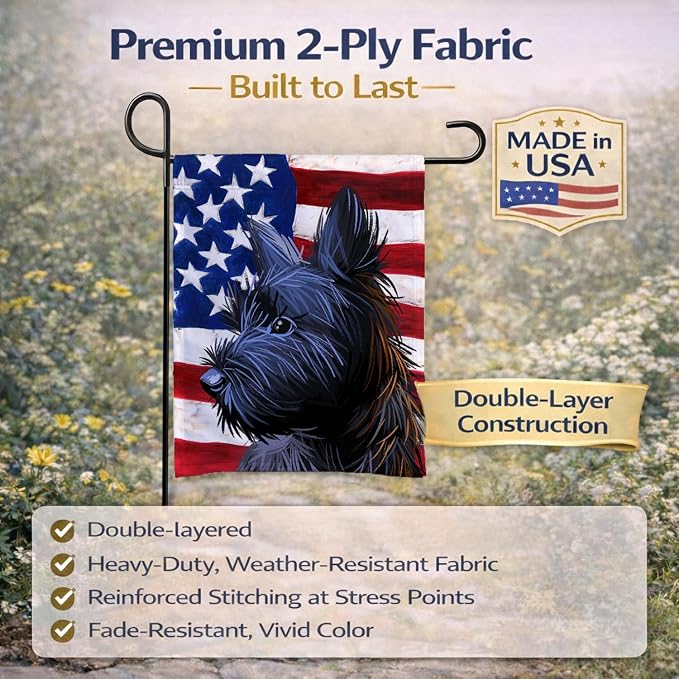 Caroline's Treasures CK6709GF Skye Terrier Dog American Flag Garden Flag Mailbox Flag Decorative Yard Flag Banner Outside Patio Artwork Yard Flower Beds, Garden Size, Multicolor