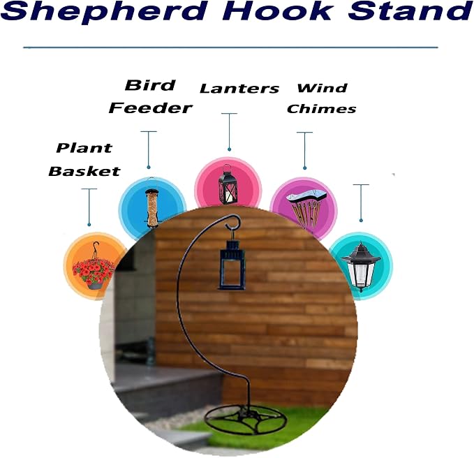 Ashman Shepherd Hook Stand, Bird Cage Stand, Outdoor and Indoor Flower Basket, Patio Plant and Bird Feed Station Stand(2 Pack)