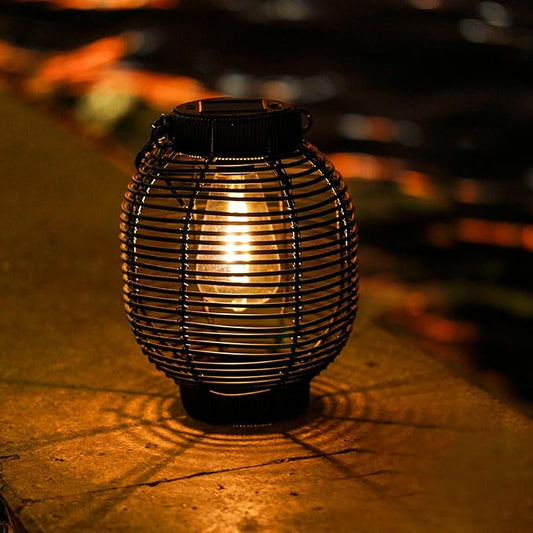 Solar Lanterns Outdoor Waterproof Rattan Solar Lights for Outside Garden Decor Mothers Day Gifts Hanging Lanterns Decoration Outside for Yard, Backyard, Patio Porch, Pathway，Black