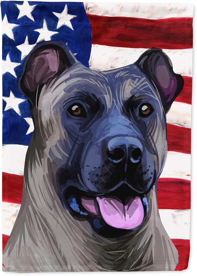 Caroline's Treasures CK6491GF Cimarron Dog American Flag Garden Flag Mailbox Flag Decorative Yard Flag Banner Outside Patio Artwork Yard Flower Beds, Garden Size, Multicolor