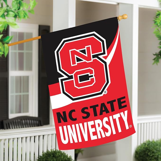 NCAA North Carolina State University House Flag, 28 x 44, Double Sided Garden Flags for Outside, Outdoor College Flags & Banners for Gardens Patio, Indoor Wall Decor Flag for Room