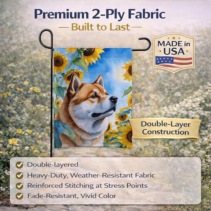 Caroline's Treasures DAC6003GF Akita in Sunflowers Garden Flag Mailbox Flag Decorative Yard Flag Banner Outside Patio Artwork Yard Flower Beds, Garden Size, Multicolor