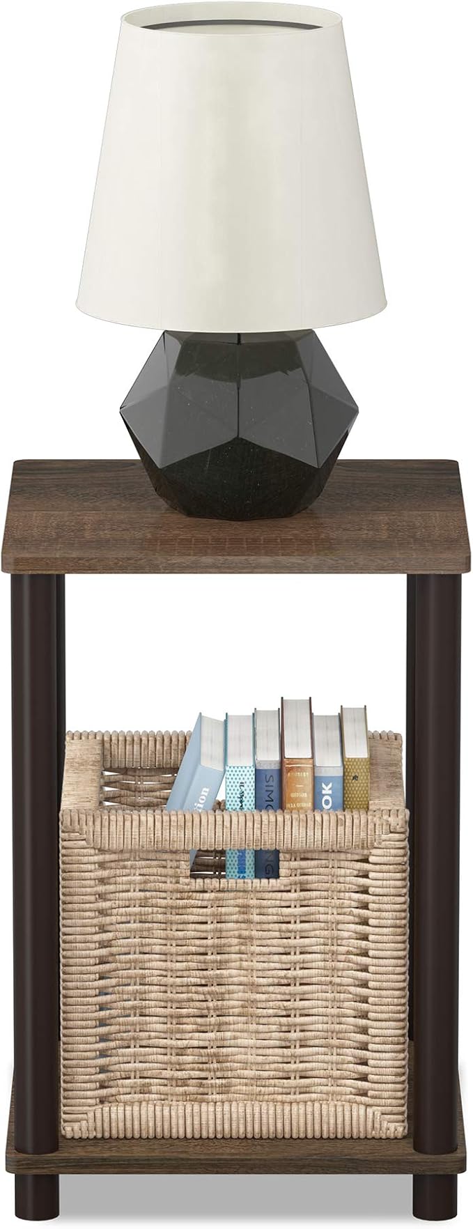 FURINNO Turn-N-Tube Haydn End Table, 1-Pack, Walnut/Brown