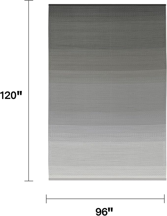 Fab Habitat Neutral Ombre Outdoor Rug - Waterproof, Fade Resistant, Crease-Free, Reversible - Premium Recycled Plastic - Patio Porch Balcony Deck - Big Sur Ash - 8x10 ft