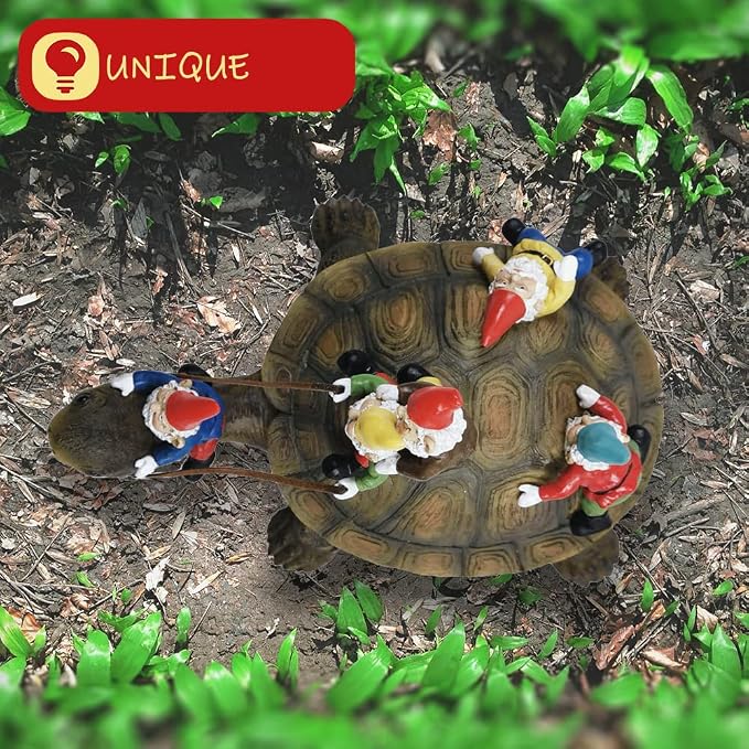 Sunthus Garden Gnomes Decorations for Yard Statues Turtle Outdoor Decor | Funny Resin Art Figurine For Gnome Lovers