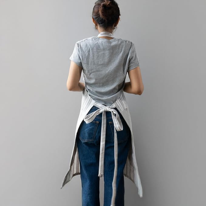 100% Cotton Kitchen Apron with 2 Pockets – Adjustable Chef Apron for Cooking Baking BBQ – Unisex Apron