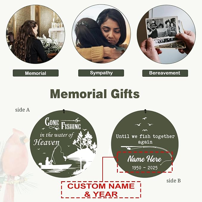ASTARIN Sympathy Gifts for Loss of Loved One, Condolences Wind Chimes for Loss Grandfather Dad Friends Who Like Fishing, Care Package for Grieving Friend(Produced in Texas)