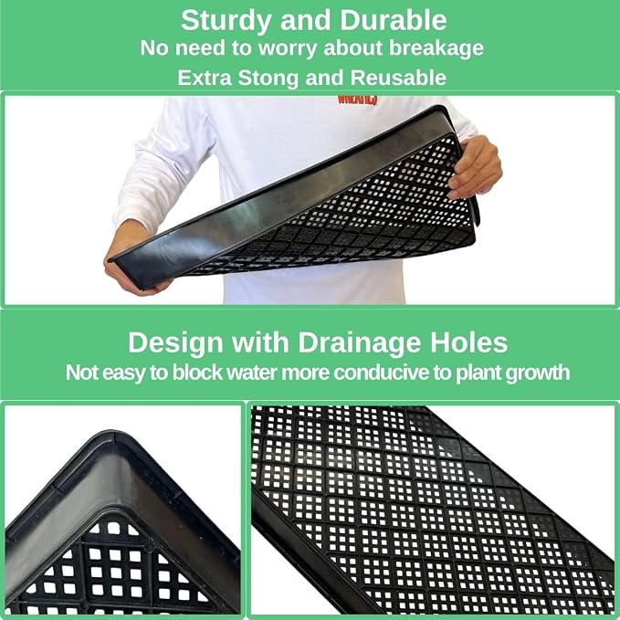 1020 Mesh Tray Soil Blocking Tray 1020 Trays Seedling Starter Trays 5 Pack Black 10x21 Inches for Microgreens Hydroponic