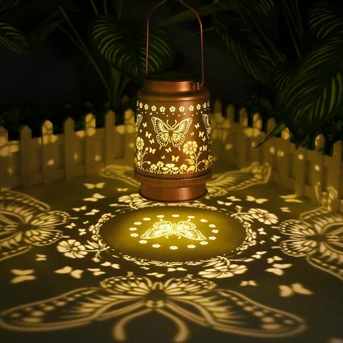 Birthday Gifts for Women - Butterfly Garden Decor Solar Lanterns Outdoor Waterproof, Mother Day Gifts for Mom, Grandma, Hanging Solar Lights for Outdoor, Yard, Patio, Porch, Gardening Gifts