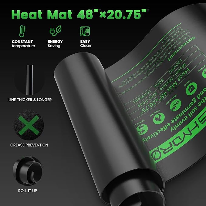 MARS HYDRO 48''x20.75'' Seedling Heat Mat with Thermostat Combo Set，Heating Pad for for Germination, Indoor Gardening, Greenhouse