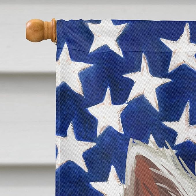 Caroline's Treasures CK6748CHF Volpino Italiano American Flag House Flag Large Porch Sleeve Pole Decorative Outside Yard Banner Artwork Wall Hanging, Polyester, House Size, Multicolor