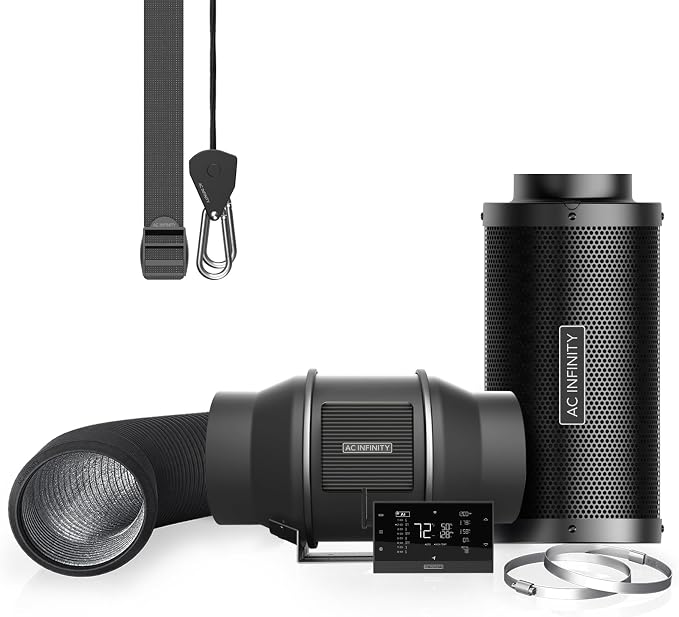 AC Infinity Air Filtration PRO Kit 6”, AI Controller with WiFi App Control. | Inline Fan and Carbon Filter Combo, Cooling and Ventilation System for Grow Tents, Hydroponics, Indoor Gardening