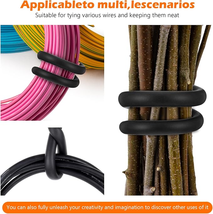 20 Pcs 17 Inch EVA Foam Twist Rubber Ties Reusable Bendable Cable Tie Straps Flexible Heavy Duty Twisty Ties for Organizing Cords Bundling (Black)