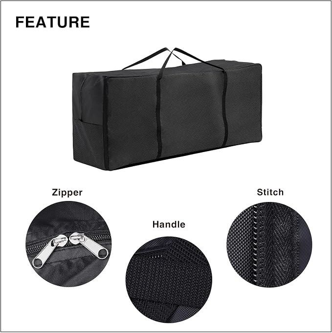 Turtle Life Cushion Storage Bag, Outdoor Patio Heavy Duty Storage Bag with Zipper and Handle, Black