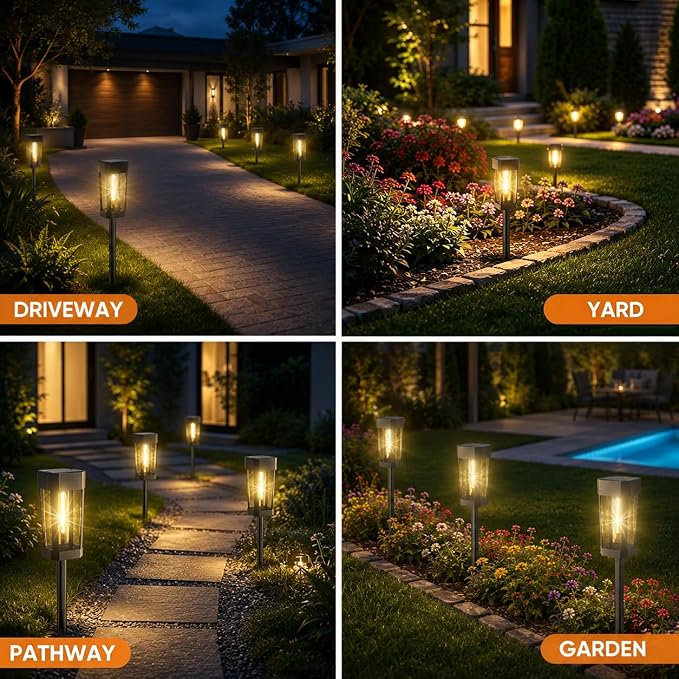 Solar Lights Outdoor Waterproof – 10 Pack Solar Powered Garden Pathway Lights - IP65 LED Landscape Lighting for Walkway Patio Lawn Yard Porch Decor