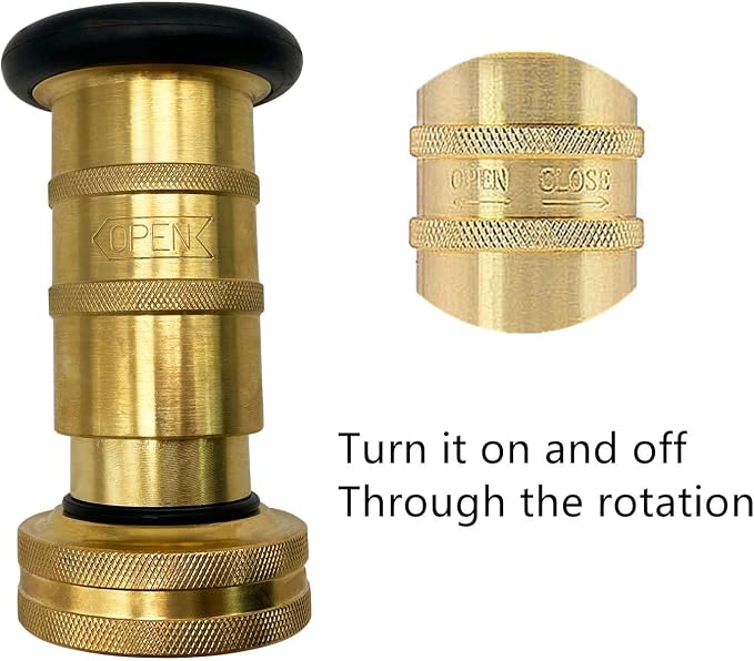 SAFBY Fire Hose Nozzle Brass Fire Equipment Spray Jet Fog (1" NPT/NPSH)