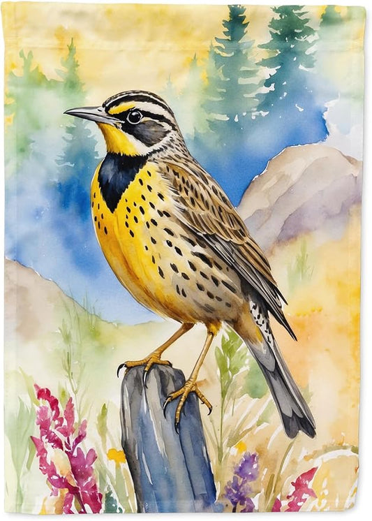 Caroline's Treasures Oregon Western Meadowlark House Flag Large Porch Sleeve Pole Decorative Outside Yard Banner Artwork Wall Hanging, Polyester, House Size, Multicolor