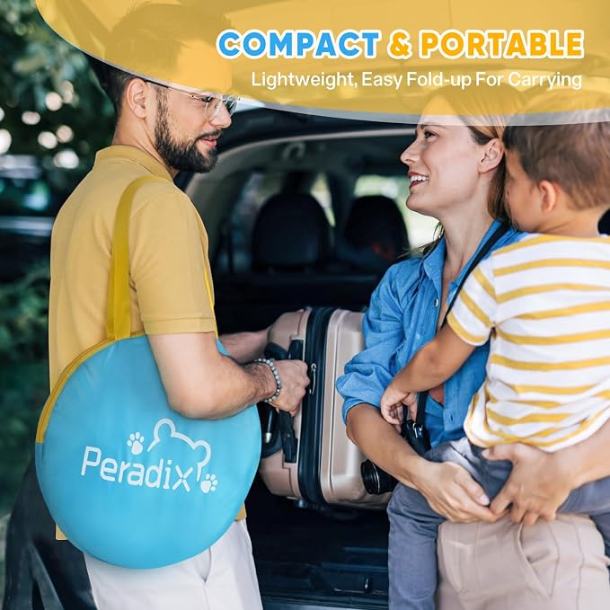 Peradix Baby Beach Tent, Paddling Pool for Kids & Pets with UV Sun Shelter Canopy, Mosquito Net - Portable Pop Up Infant Ball Pit Tent, Toddler Wading Pool, Perfect for Summer Beach Fun