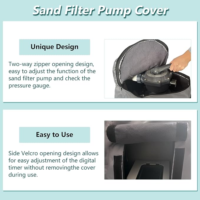 Okcool Winter Pool Sand Filter Cover, Grey | With Plush Lining Cold Resistant Winter Protective Pool Filter Cover