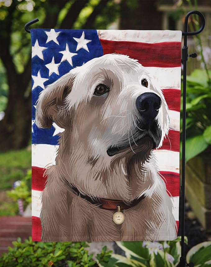 Caroline's Treasures CK6386GF Akbash American Flag Garden Flag Mailbox Flag Decorative Yard Flag Banner Outside Patio Artwork Yard Flower Beds, Garden Size, Multicolor