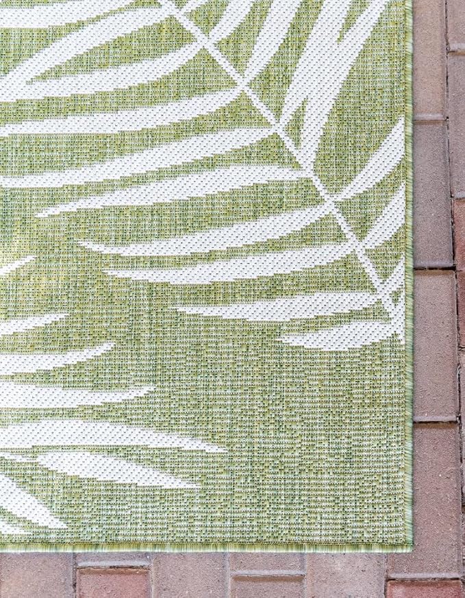 Unique Loom Outdoor Botanical Collection Area Rug - Palm (4' 1" x 6' 1" Rectangle, Green/ Ivory)