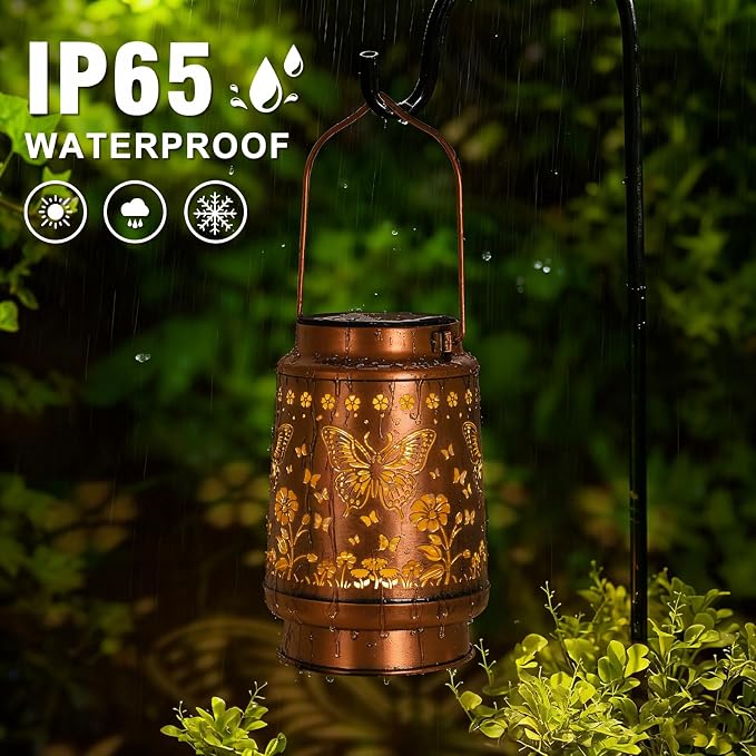 Birthday Gifts for Women - Butterfly Garden Decor Solar Lanterns Outdoor Waterproof, Mother Day Gifts for Mom, Grandma, Hanging Solar Lights for Outdoor, Yard, Patio, Porch, Gardening Gifts