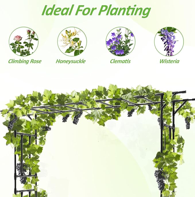 Garden Arch Trellis - 100.4" L×85.4" H Flat Top Garden Arch, Sturdy and Rustproof Garden Arch Trellis for Climbing Plants Outdoor, Arbor Trellis for Backyard, Patio, Lawn, Wedding(20MM Pipe)