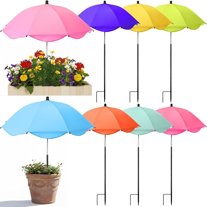 8 Pcs 26 Inch Plant Umbrellas for Outdoor Plants Garden Umbrella Shade for Potted Plant, Garden Bed Flower Pot Provide Shade to ‌defend Blazing Sun (8 Colors)