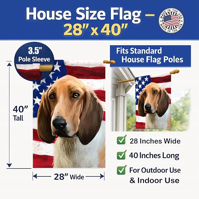 Caroline's Treasures CK6544CHF Grand Anglo-Francais Tricolore American Flag House Flag Large Porch Sleeve Pole Decorative Outside Yard Banner Artwork Wall Hanging, Polyester, House Size, Multicolor