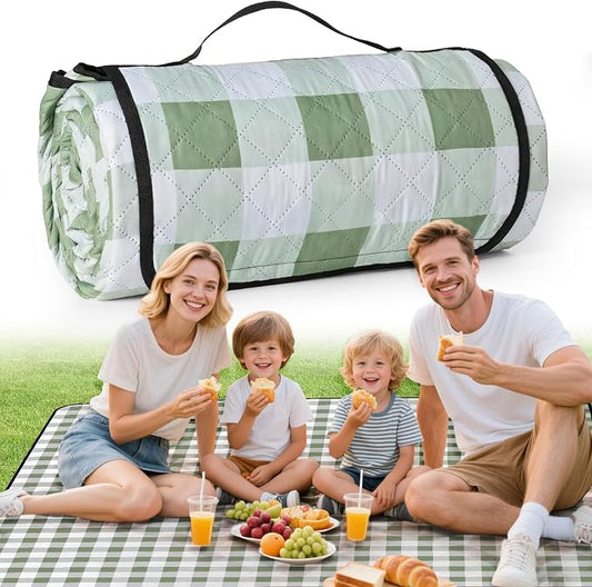 Picnic Blankets Waterproof, Extra Large Picnic Mat 79"X79", Sandproof Washable Camping Beach Blanket, Camping Accessories for Outdoor Activities, Green