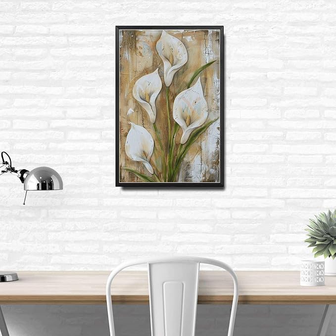 Metal Sign Tin Sign Vintage Serene Peace Lily Tin Sign for Vintage Wall Decor Shabby Chic Style and Distressed Wood Panels Boho Decorations for Home for Room 6×8 Inches with Metal Frame