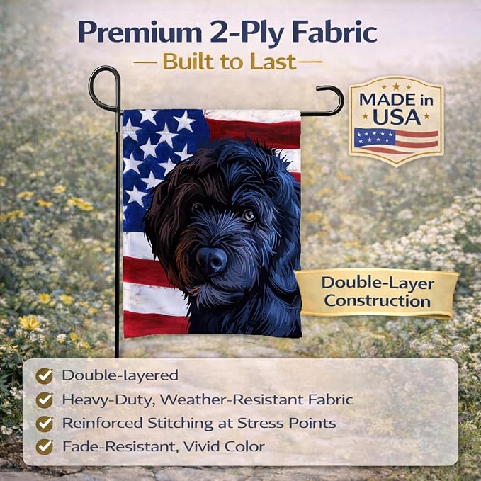 Caroline's Treasures CK6661GF Portuguese Water Dog American Flag Garden Flag Mailbox Flag Decorative Yard Flag Banner Outside Patio Artwork Yard Flower Beds, Garden Size, Multicolor